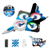 YCFUN 2.4GHz Brushless RC Plane Remote Control Airplane, 6-axis Gyro Drones Helicopter w/ LED Navigation Lights, 360° Flip Fighter Jet Toy for Adults Kids Boys Girls Age 8+